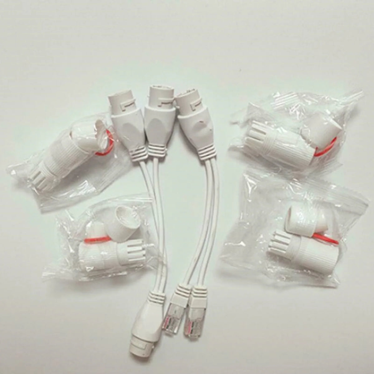 1 to 2 RJ45 Ethernet Splitter Adapter 2 Pack Waterproof Network Connector for Cat5 Cat6 Cable LAN Dual Port Share Internet