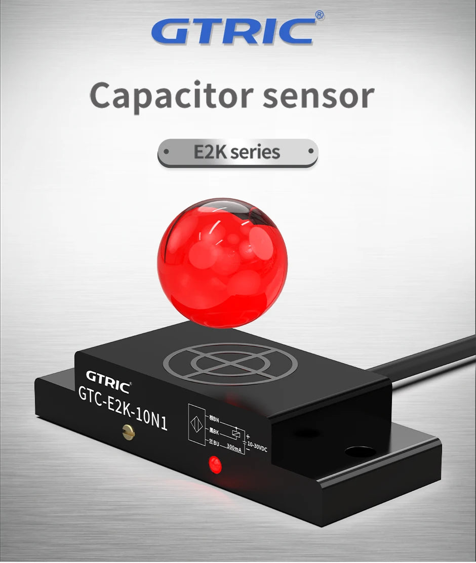 GTRIC E2K Series Proximity Sensor Matrix Capacitive Switch 10-30V DC 3-wire NPN PNP Sensing Distance 10mm Adjustable