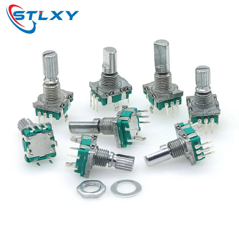 5PCS/LOT 20 Position 360 Degree Rotary Encoder EC11 w Push Button 5Pin Handle Long 15/20MM With A Built In Push Button Switch