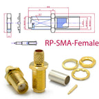 SMA Male Female RP-SMA Plug Connector Nut Bulkhead Crimp 50-3 RF Coax Adapter For RG58 RG142 RG400 LMR195 RG223 Coaxial Cable