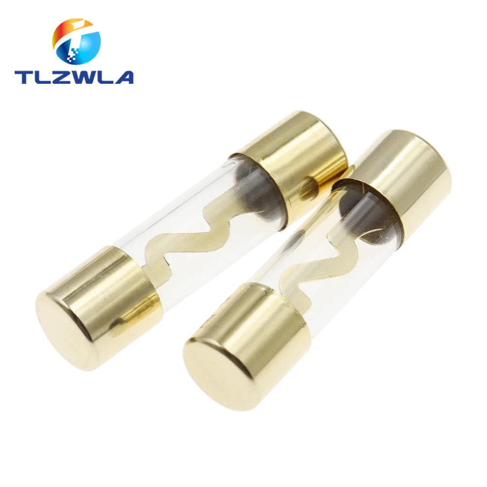 5PCS 10*38MM Gold Plated Glass AGU Fuse Fuses Pack Car Audio Amp Amplifier 10A 15A 20A 25A 30A 40A 50A 60A 70A 80A 100A Car Fuse