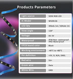 WS2812B RGBIC LED Strip Light 5V DC 5050 300LED SMD Digital LED Tape Ribbon Lamp Black PCB Waterproof Addressable RGB IC Stripe