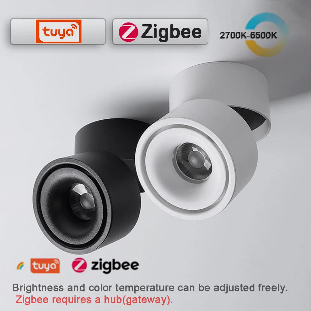 LED Surface Mounted Ceiling Light, 3CCT TUYA Bluetooth/Zigbee Matter Smart Spotlight Dimmable AC110V 220V Indoor Lighting