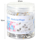 100PCS RJ45 Cat6 Pass Through Connector RJ45 Modular Plugs 1.1mm Hole for Solid or Stranded UTP Cable