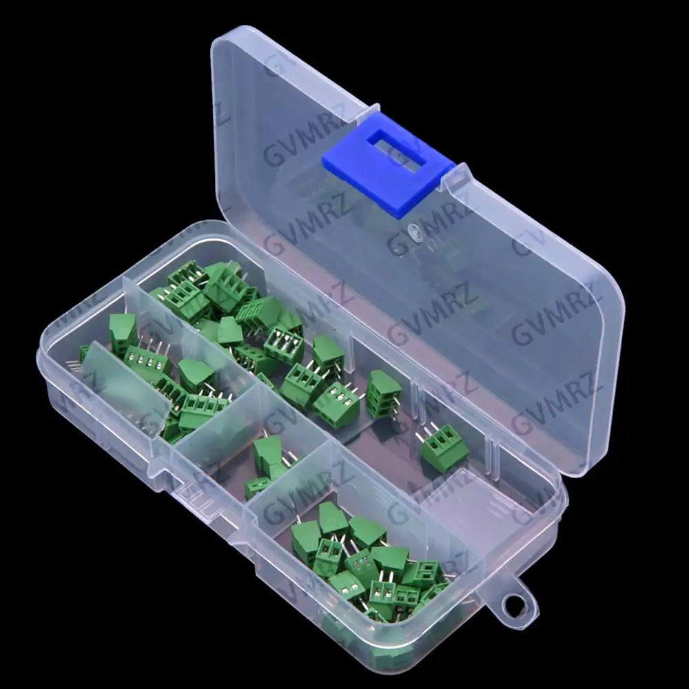 50PCS 2-4P 2P 3P 4P DG308 KF128 terminal blocks 2.54mm pitch PCB screw type kit 2PIN 3PIN 4PIN