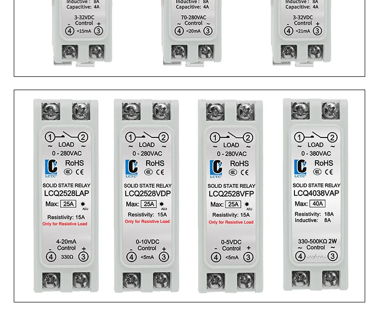 LCTC Solid State Relay DIN Rail Slim SSR 10/15/25/40A 0-10V 0-5V 4-20mA Voltage Regulator Relay With Heat Sink DC-AC DC-DC AC-AC