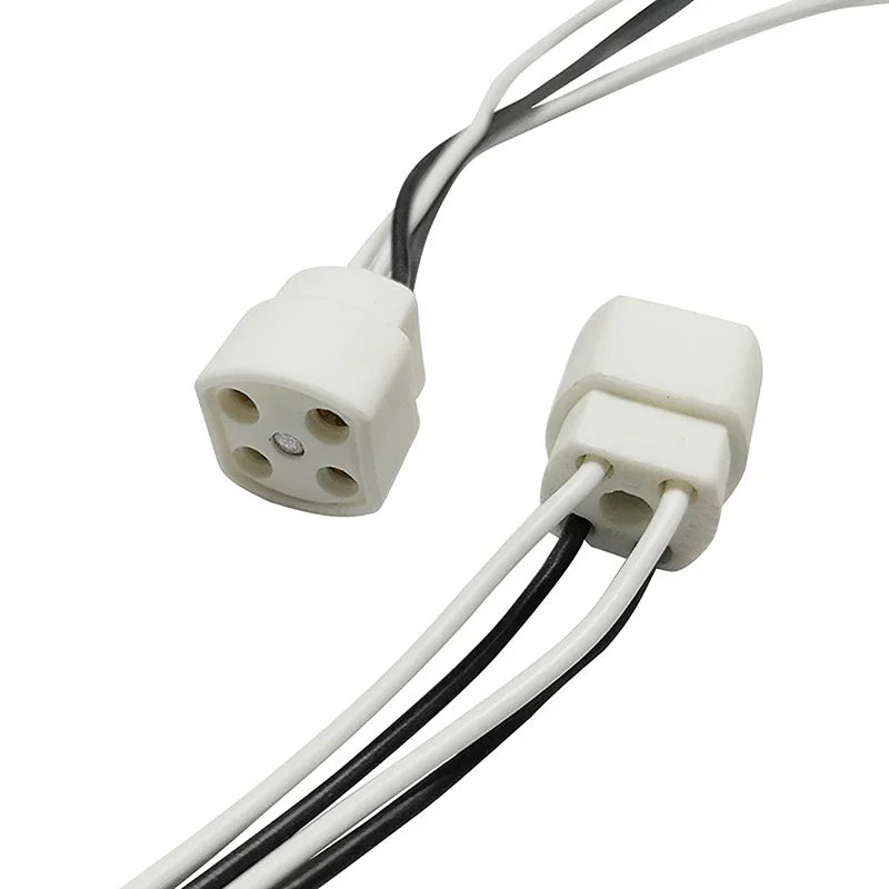 2pcs G10Q Lamp Holder With 15/25cm Long Cable Ring Lamp Plug 4pins Base Insulating Tube Ultraviolet Light Base