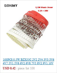 20pcs 1W Metal film resistor 1% 1R ~ 1M 1 2 10 22 47 100 330 ohm 1K 4.7K 10K 22K 47K 100K 330K 470K 2R 10R 22R 47R 100R 330R