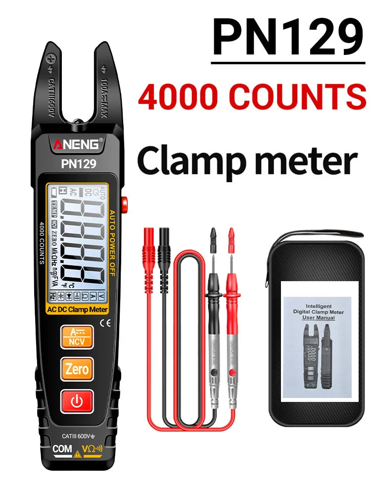 ANENG PN129 Mini Clamp on Ammeter 4000 Count Backlight Display Automatic Shutdown Data Maintenance Portable Electrician Specific