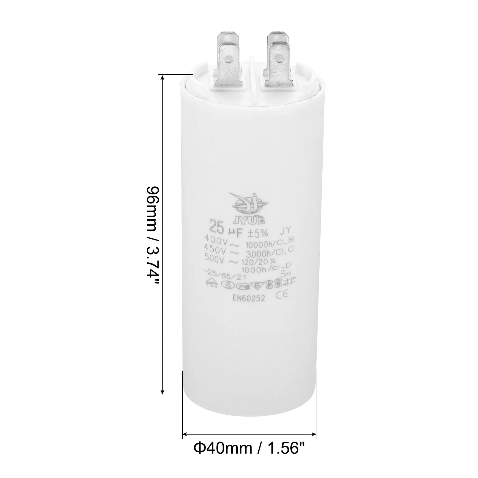 CBB60 8uf-100uf Running Capacitor AC 450V 4 Pins 50/60Hz Double Insert Cylinder Bottom for Air Conditioning Water Pump Fan Motor