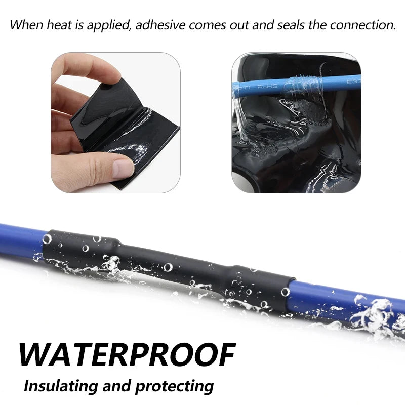1-5m 4:1 Heat Shrink Tube With Glue Adhesive Lined Polyolefin 4mm-52mm Waterproof Dual Wall Cable Insulation Sleeve Wire Repair
