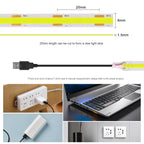 1M-5M USB COB LED Strip Light 5V 320leds/M COB Light Tape TV Mirror Backlight Kitchen Room Night Lighting Red/Blue/Green/White
