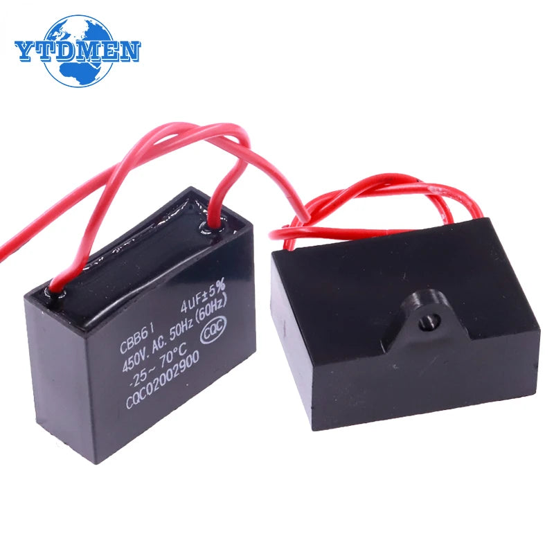 CBB61 Capacitor 450vac Fan Starting Capacitor 450V Fan Capacitors 1UF/1.2UF/1.5UF/2UF/2.5UF/3UF/4UF/5UF/6UF/10UF