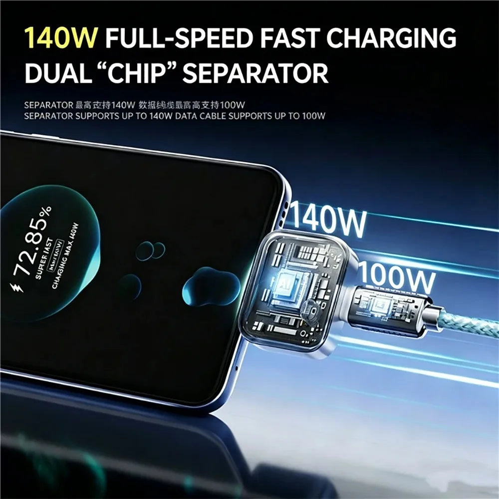 Intelligence 140W Full Charge Auto-Disconnect Charging Adapter Fast Charge Safety Separator Automatically for Type-C Devices