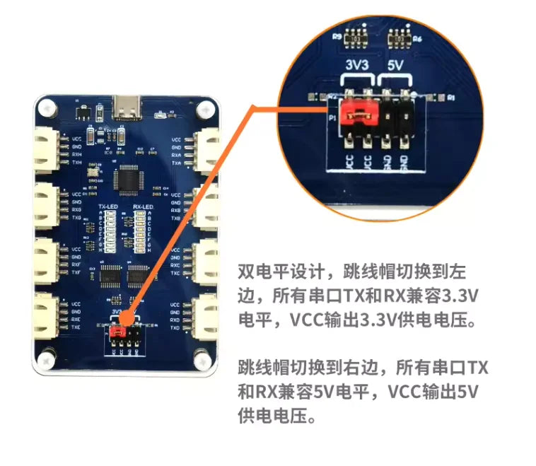USB to 4CH/8CH TTL Serial Module Independent Serial Port up to 6Mbps CH348 Chip