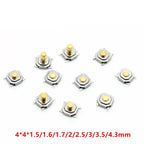 50PCS 4x4MM Push Botton Switch 4x4x1.5 /1.6/1.7/2/2.3/2.5/3/3.5/4.3mm Copper Head SMD PCB Tactile Push Button Switch 4x4x4.3mm