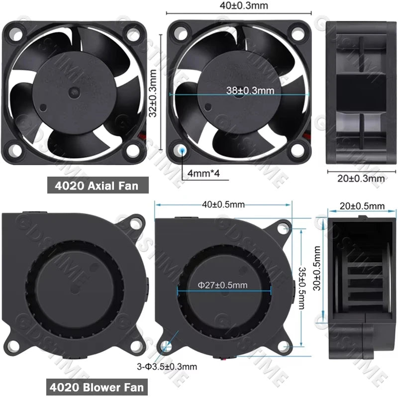 Gdstime Brushless Turbo Fan 24V Dual Ball 30mm 40mm 50mm For 3D Printer Fan DC Blower Cooling Fan 3010 4010 4020 5015 Clooer