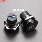 JCD 1pcs Metal D Type Module RJ45 CAT6&USB 2.0/3.0&Type C&HDMI-Jack Socket Through Network Panel Mounting Electronic Connector