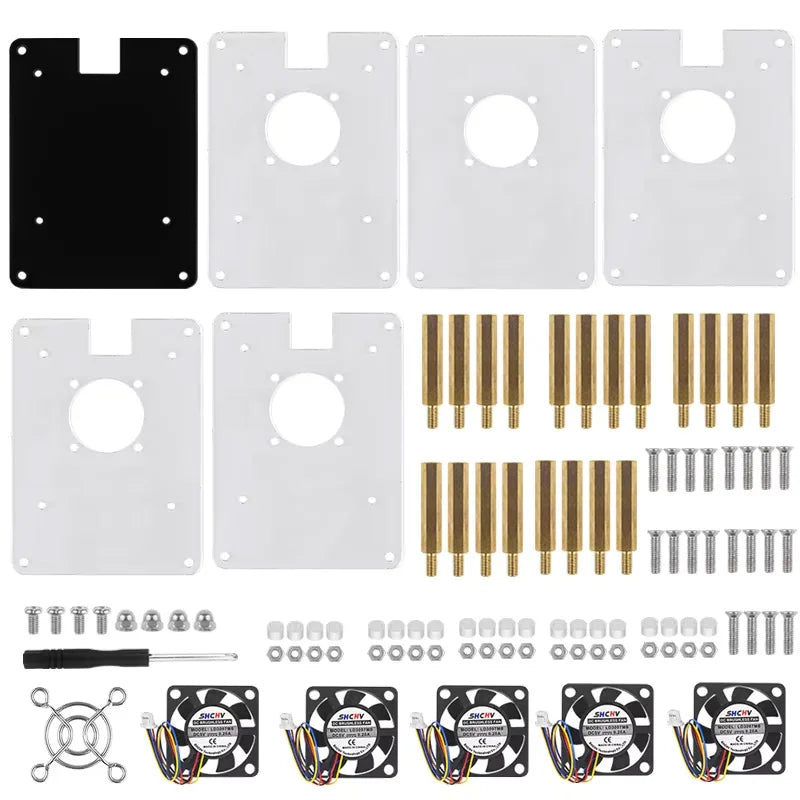 Raspberry Pi 5 Acrylic Case 1-5 Layer Transparent Enclosure PWN Cooling Fan Stackable Plate Shell for Raspberry Pi 5 RPi 5