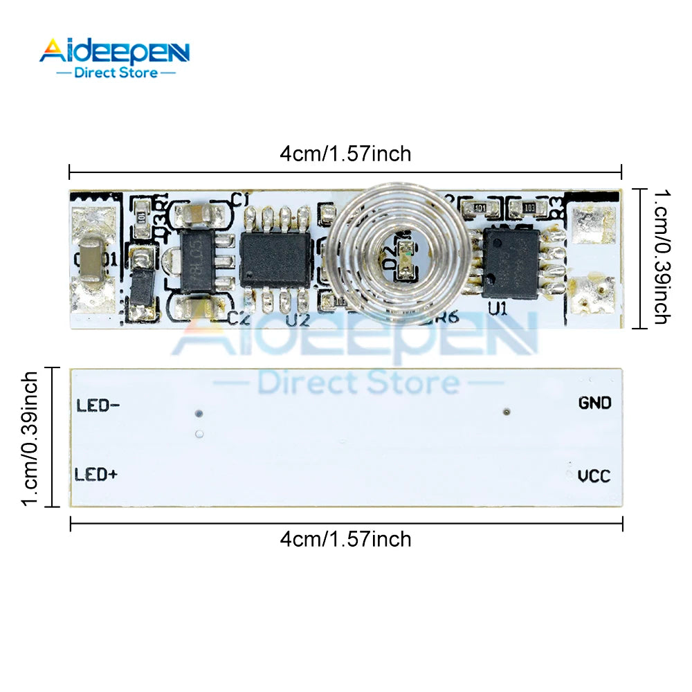 DC 12V 30W 3A Capacitive Touch Sensor Switch Coil Spring Switch LED Dimmer Control Switch 9-24V for Smart Home LED Light Strip