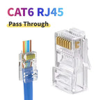 50/100pcs RJ45 CAT5 Cat6 Pass Through Connector Gold Plated Unmodule Plug Network RJ-45 Crystal HeadsEthernet Cables