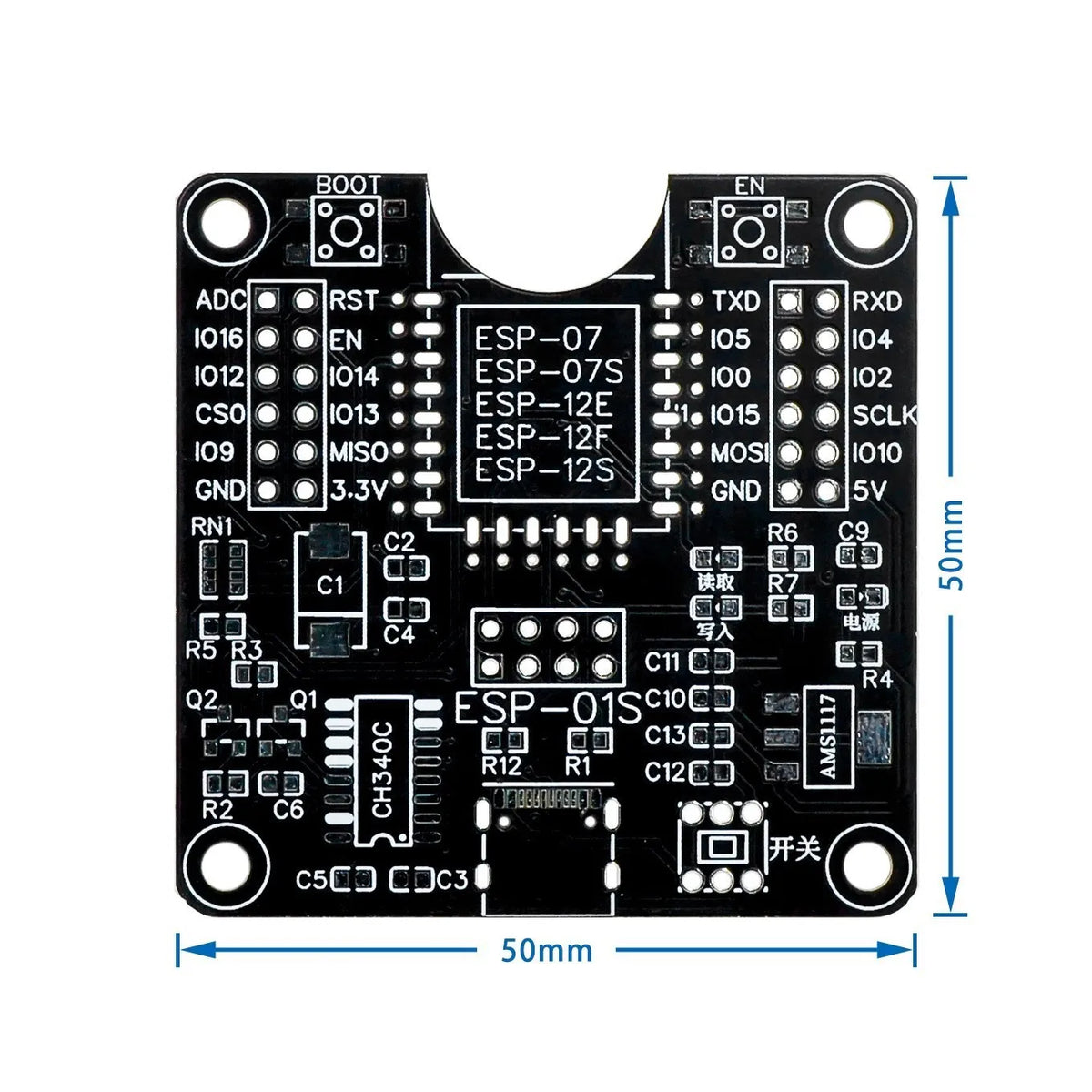 ESP8266 ESP-32 ESP32-WROVER Development Board Test Programmer Socket Downloader for ESP-01 ESP-12F ESP-07S ESP-12S ESP32