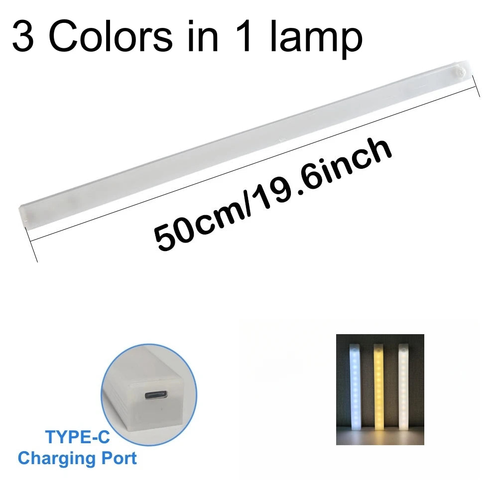 Motion Sensor Bar Light Type C Rechargeable Light LED Magnetic Attraction Night Light for Kitchen Bedside Wardrobe Bookcase