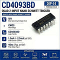 (10 pcs) CD4093BE DIP-14/CD4093BM SOP-14 CD4093 NAND Gate Quad 2-Input Schmitt Trigger 3V-18V