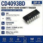 (10 pcs) CD4093BE DIP-14/CD4093BM SOP-14 CD4093 NAND Gate Quad 2-Input Schmitt Trigger 3V-18V