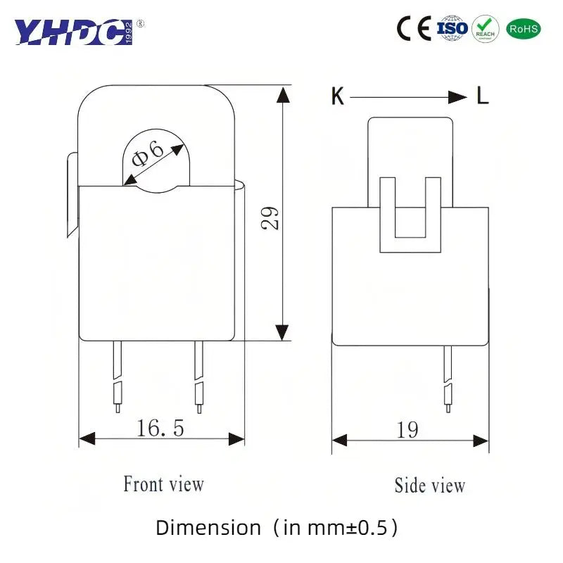 YHDC Split Core Current Transformer SCT006 Rated Input 1A/5A/10A/20A Output 1mA/2.5mA/5mA/10mA/20mA/25mA Accuracy 1%/0.5%