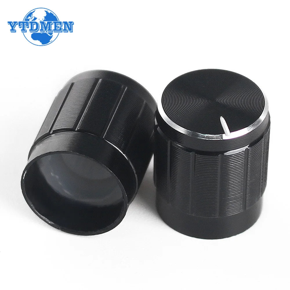 10PCS/Lot Black 6mm Potentiometer Knobs Caps Knurled Shaft  Potentiometer Control Knob Diameter 15mmx17mm Aluminum Switch Knob