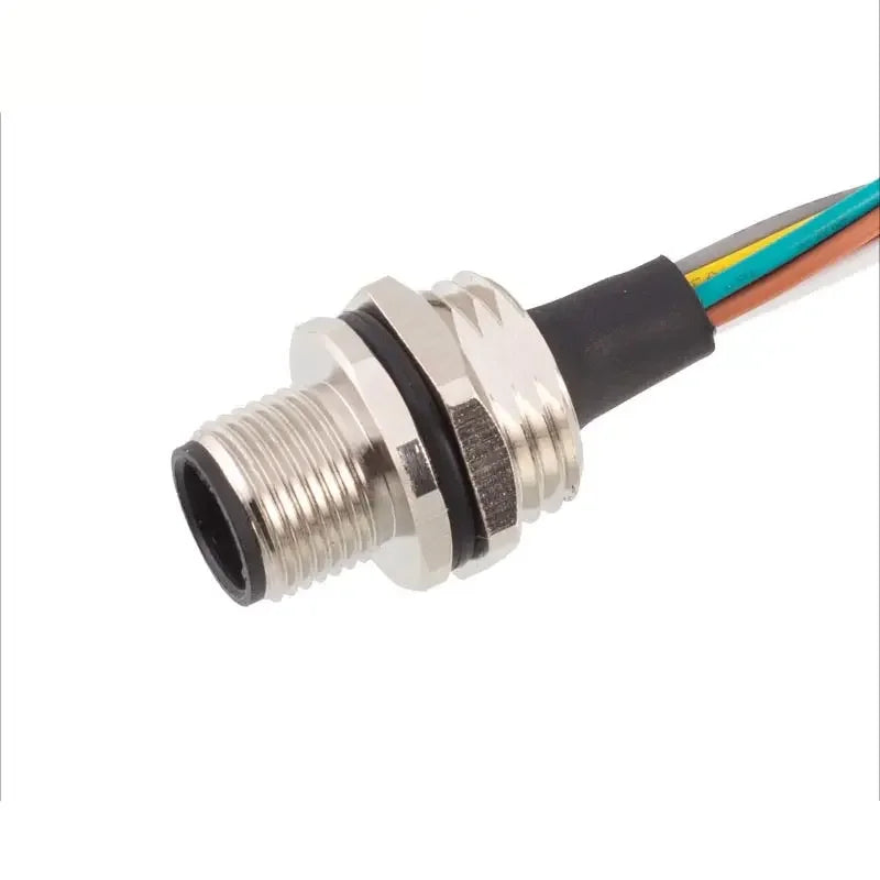 M12 2 3 4 5 6 8 12 17 Pin Metal Panel Mount Aviation Plug Socket Male Female Welding Connectors with 30cm Wire Adapter IP67