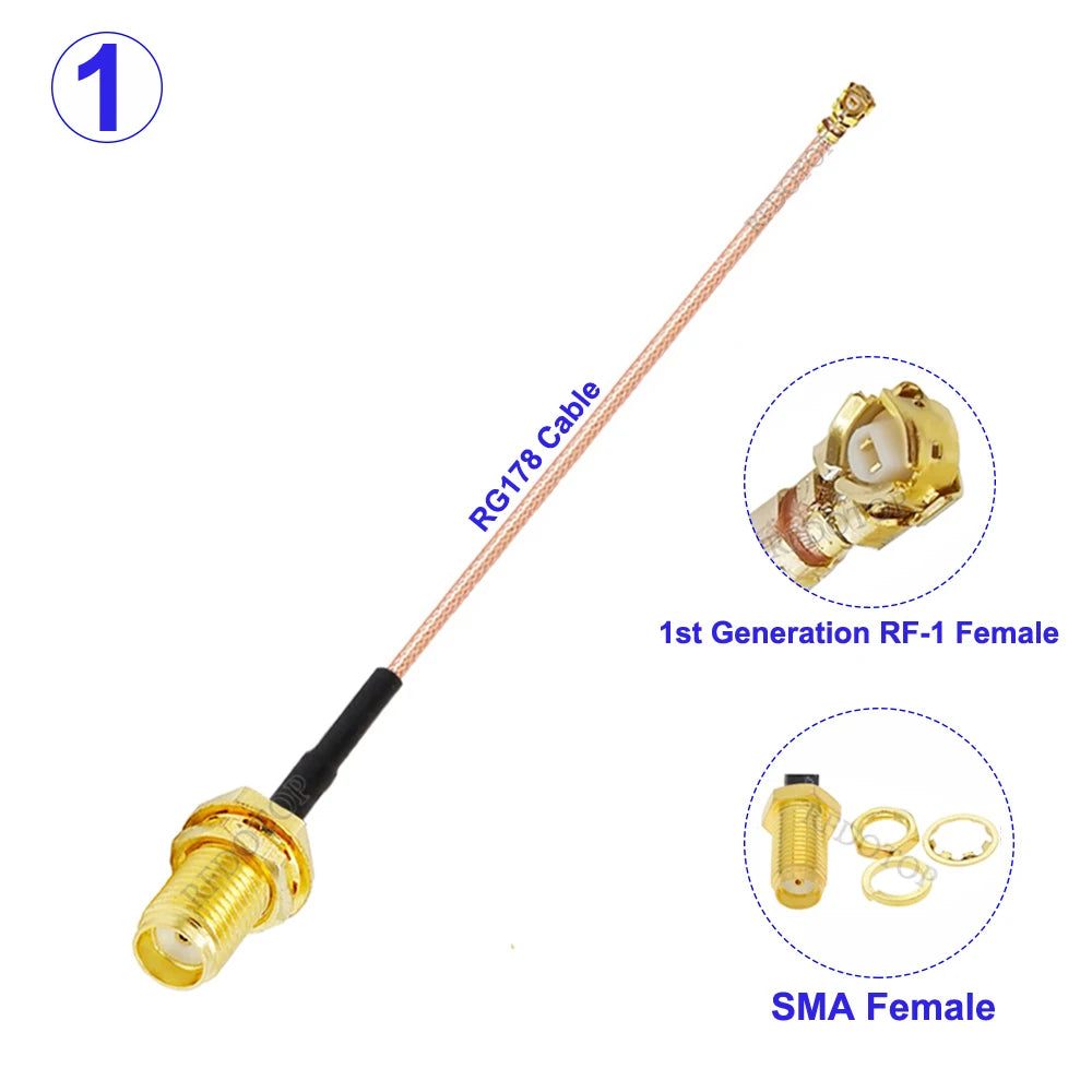 10PCS/Lot SMA Male/Female to U.fl IPX-1 Female Connector RG178 SMA to IPX-1 RF Cable Pigtail Jumper for WIFI Router GPS Antenna