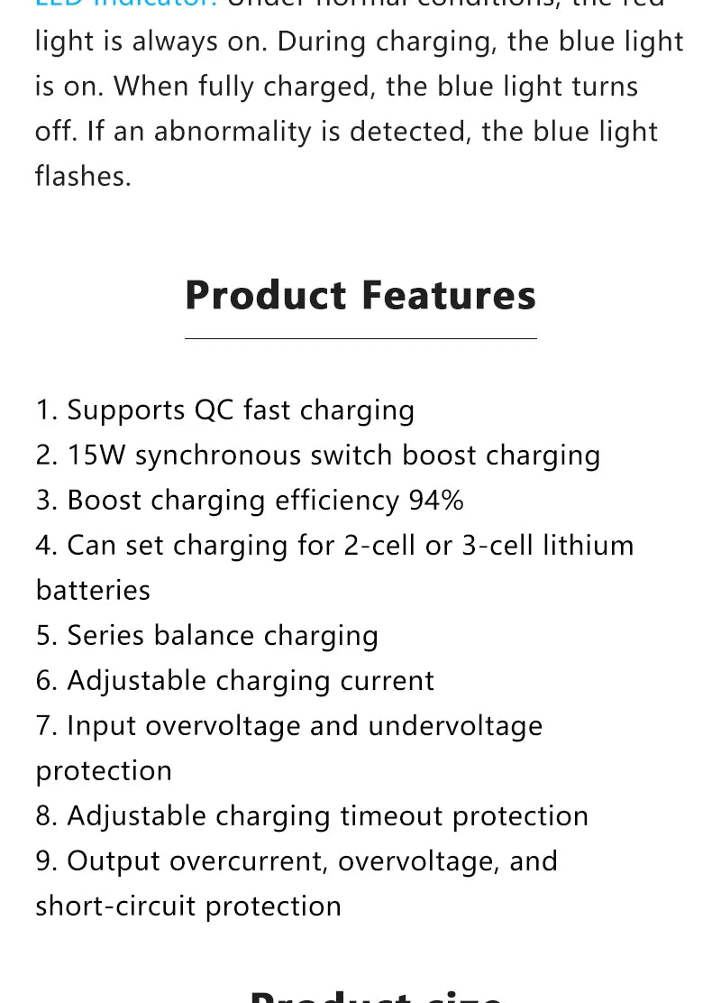 Type‑C USB 2‑3S BMS Lithium Battery Boost Charging Module 15W 8.4V 12.6V 1.5A Fast Charge With Balance And Indicator
