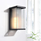2 Pack Dusk to Dawn Outdoor Sconce, 13.3" Black Modern Wall Light with Auto Night-On Sensor, Waterproof Exterior Fixture for Porch Garage (No Bulb)