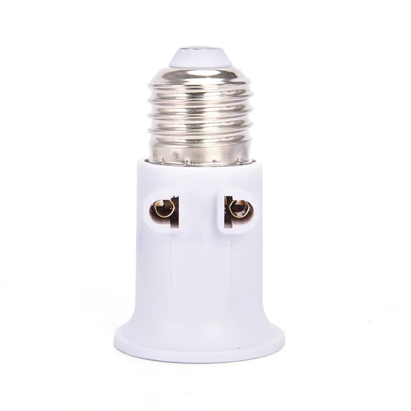 PBT Fireproof  European Double EU to E27 LED Bulb Adapter 2EU Plug Converter Base Lamp Holder Screw Light Socket White