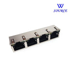 2PCS Metal RJ45 Network Jack PCB Vertical Female Socket Connector DIP 1X4 with LED Network Jacks for Enhanced Networking