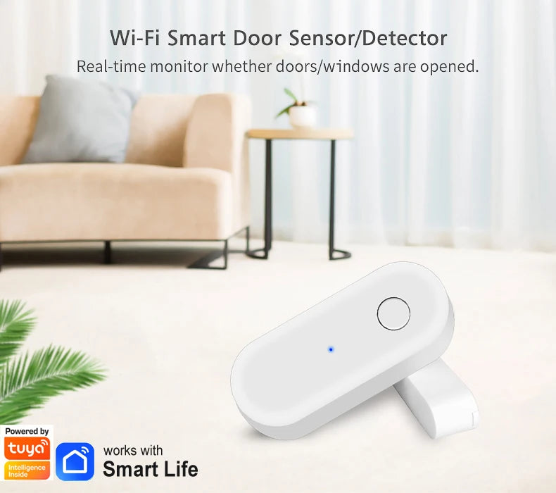 Tuya WiFi Door Sensor Window Anti-intrusion Door Open Close Burglar Security Alarm Magnetic Sensor Smart Life Alexa Google Home
