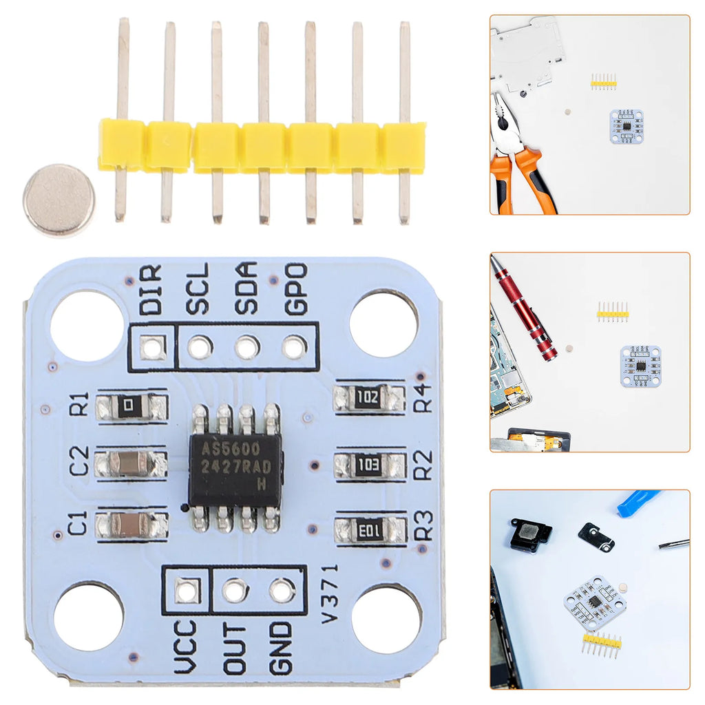 4Pcs Magnetic Encoder High Precision Angle Measurement Sensor Module Accurate Angle Data for Mechanical Equipment Automation