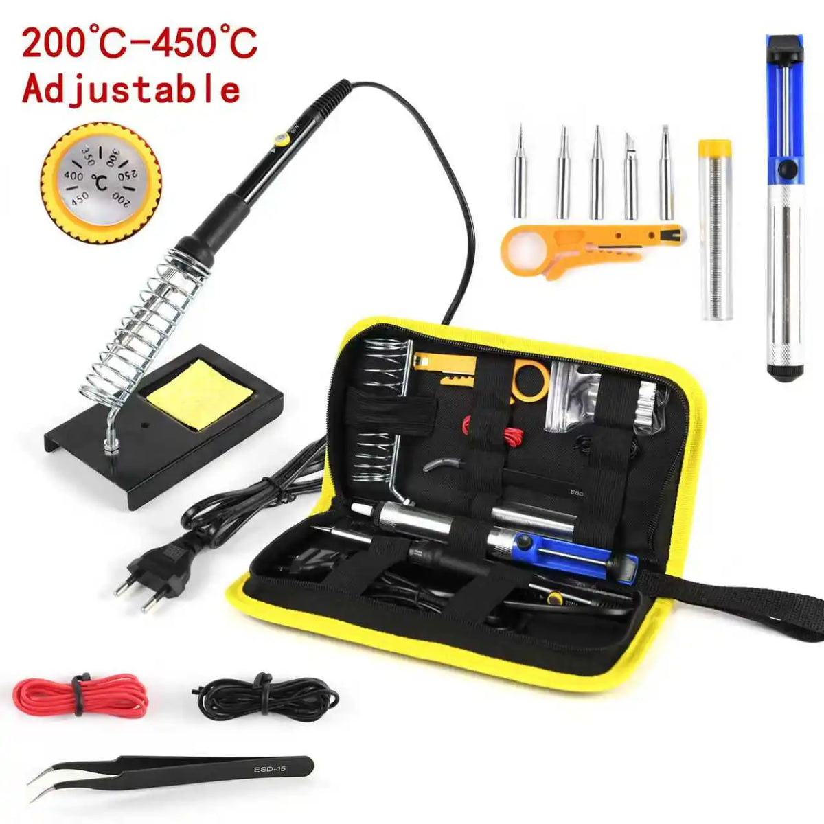 60W Adjustable Temperature Electric Soldering Iron EU 220V / US 110V Welding Iron Rework Station Heat Pen Tips DIY for Repairing