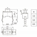 100Pcs Panel PCB Momentary Tactile Tact Push Button Micro Switch 2 Pin DIP Light Touch 3*6*4.3 mm/3*6*5mm Keyboard