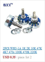 WH138-1 Potentiometer Adjustable Resistance Speed Regulator With Switch WH138 B5K B10K B20K B50K B100K B250K B500K 10K 100K 2PCS