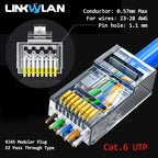 Linkwylan Cat7 Cat6 Cat5e UTP STP Pass Through Plug Network RJ45 Modular Connector 1.1/1.3/1.5mm Holes For Solid Stranded Cables