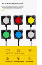 60mm 2m USB custom button wireless remote control buzzer wireless lottery button，Press once to light up once