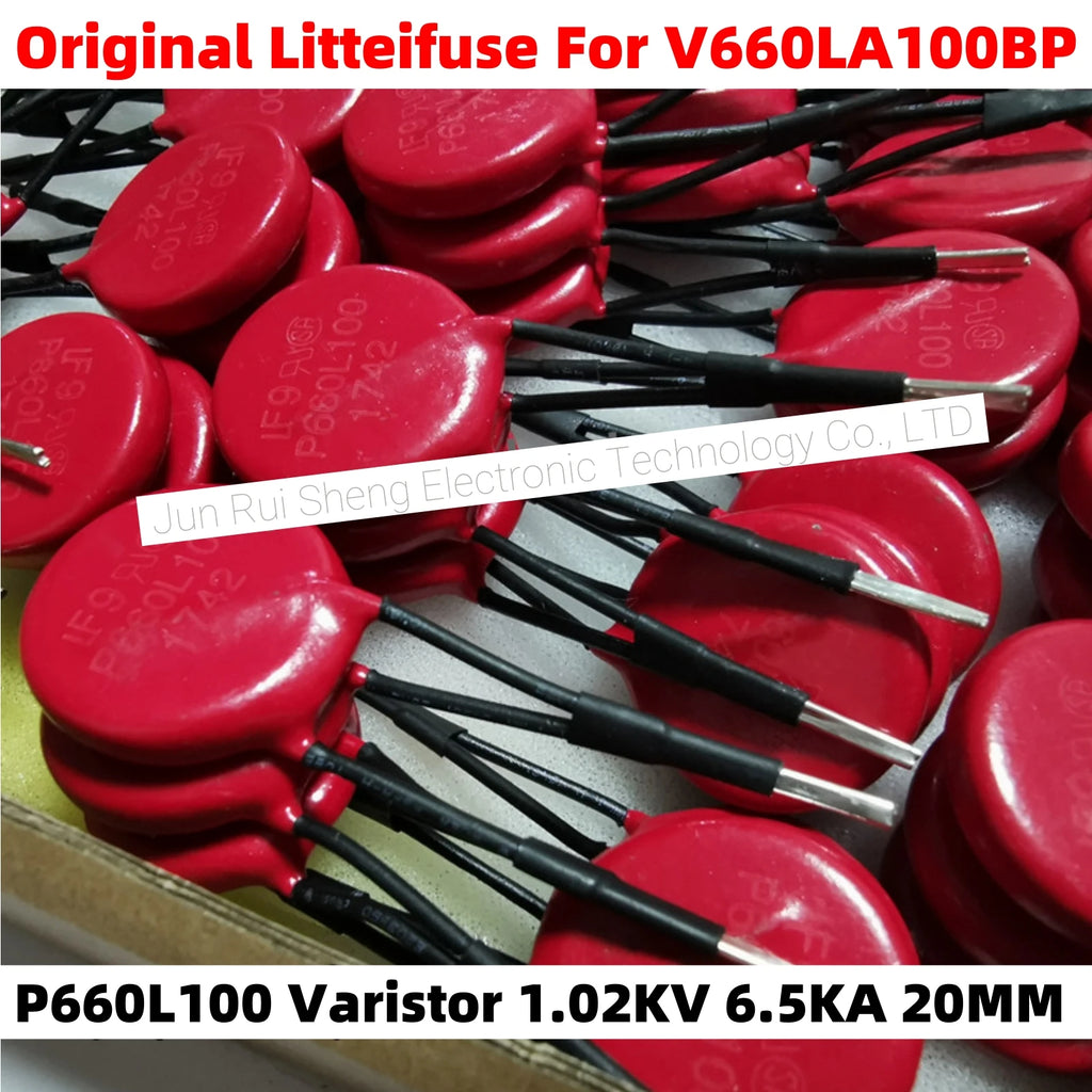 Litteifuse P660L100 Red Varistor V660LA100BPX3490 1.02KV 6.5KA DISC 20MM 1020V Rheostat AC660 DC850 400pF MOV TVS V660LA100BP