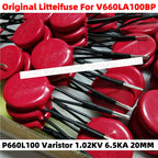 Litteifuse P660L100 Red Varistor V660LA100BPX3490 1.02KV 6.5KA DISC 20MM 1020V Rheostat AC660 DC850 400pF MOV TVS V660LA100BP