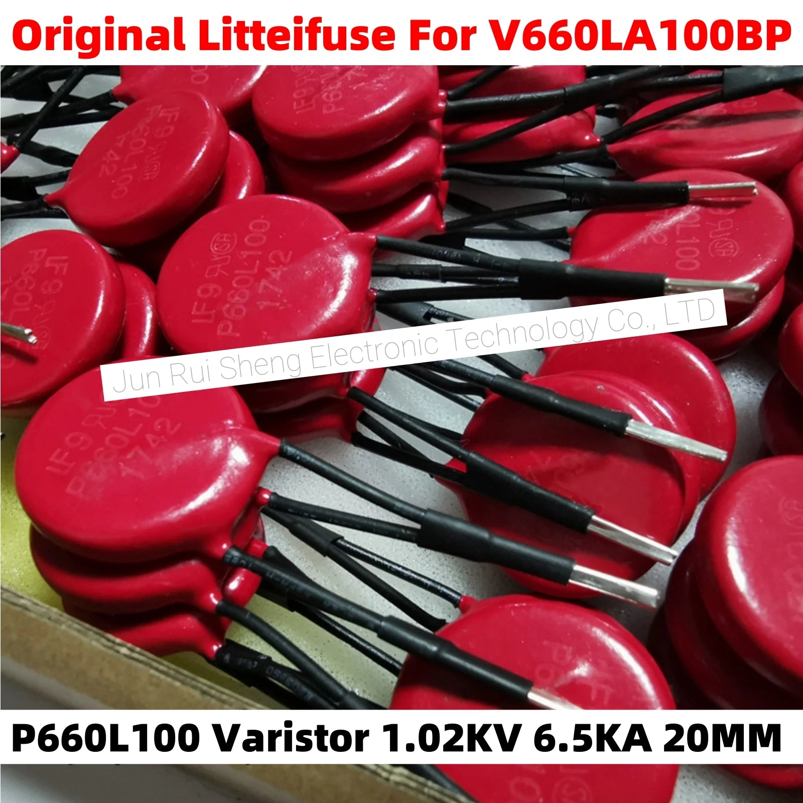 Litteifuse P660L100 Red Varistor V660LA100BPX3490 1.02KV 6.5KA DISC 20MM 1020V Rheostat AC660 DC850 400pF MOV TVS V660LA100BP