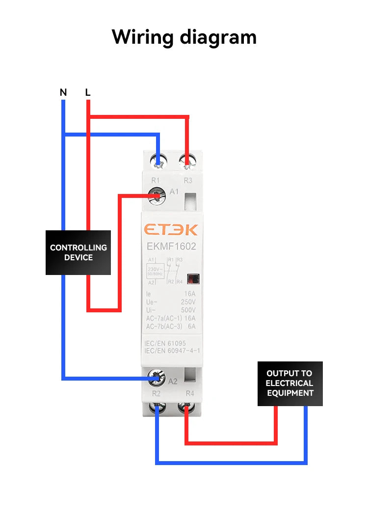 ETEK Modular Contactor Din Rail Automatic 2P 4P 230V Single-phase Three-phase 16A/20A/25A/40A/63A  EKMF