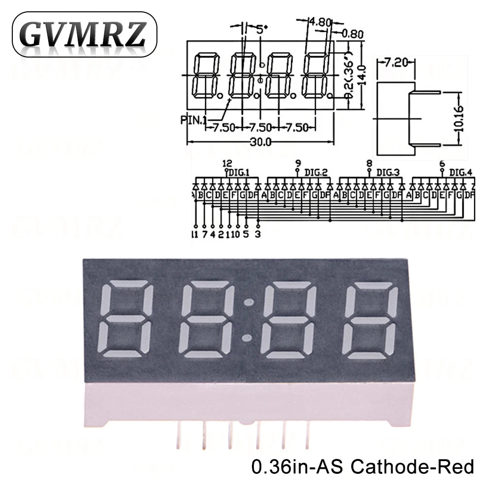 0.36inch Digital tube Common AnodeCathode Red 1 2 3 4 Bit digital Tube LED Display 7 segment