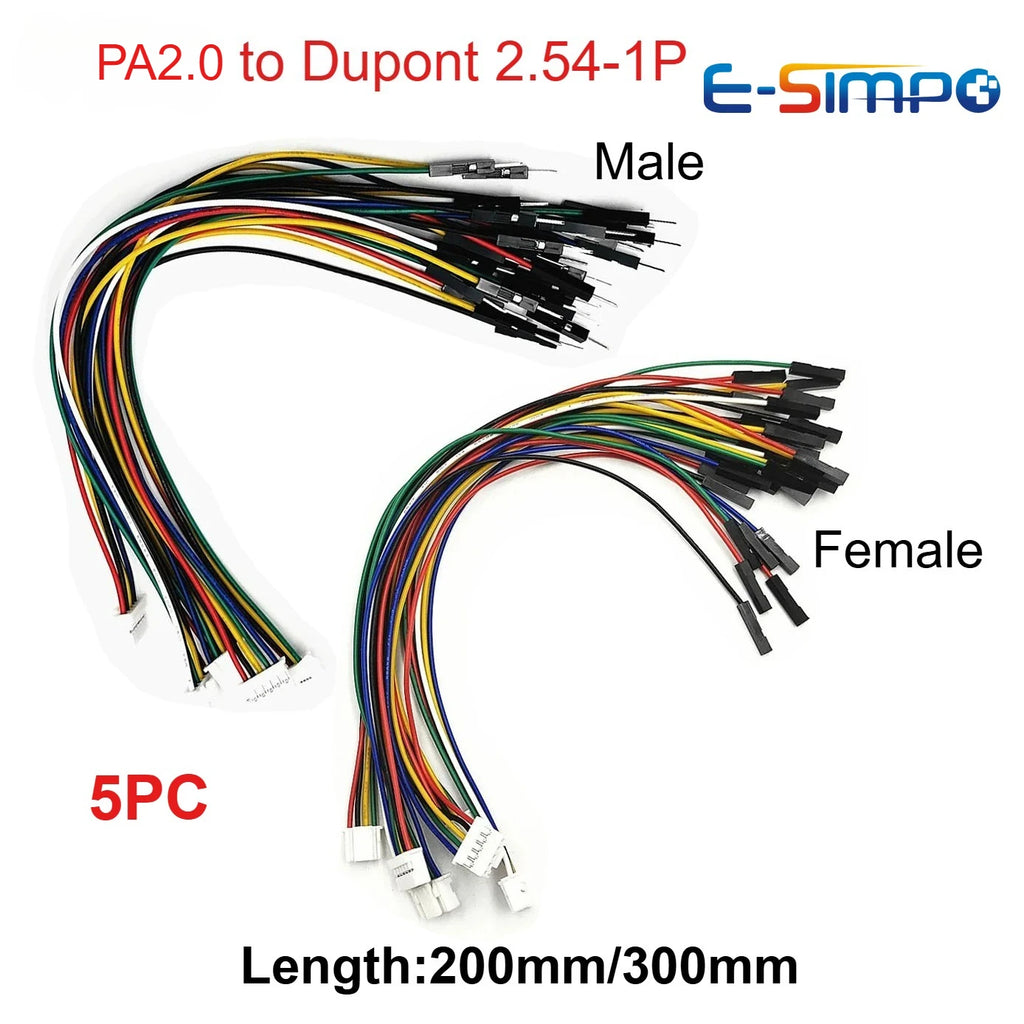 100PCS PA2.0mm PAP2.0 to Dupont 1P 20/30cm Female/Male Wire Position Rectangular Housing Connector 0.079" PAP-04V-S PAP-05V-S